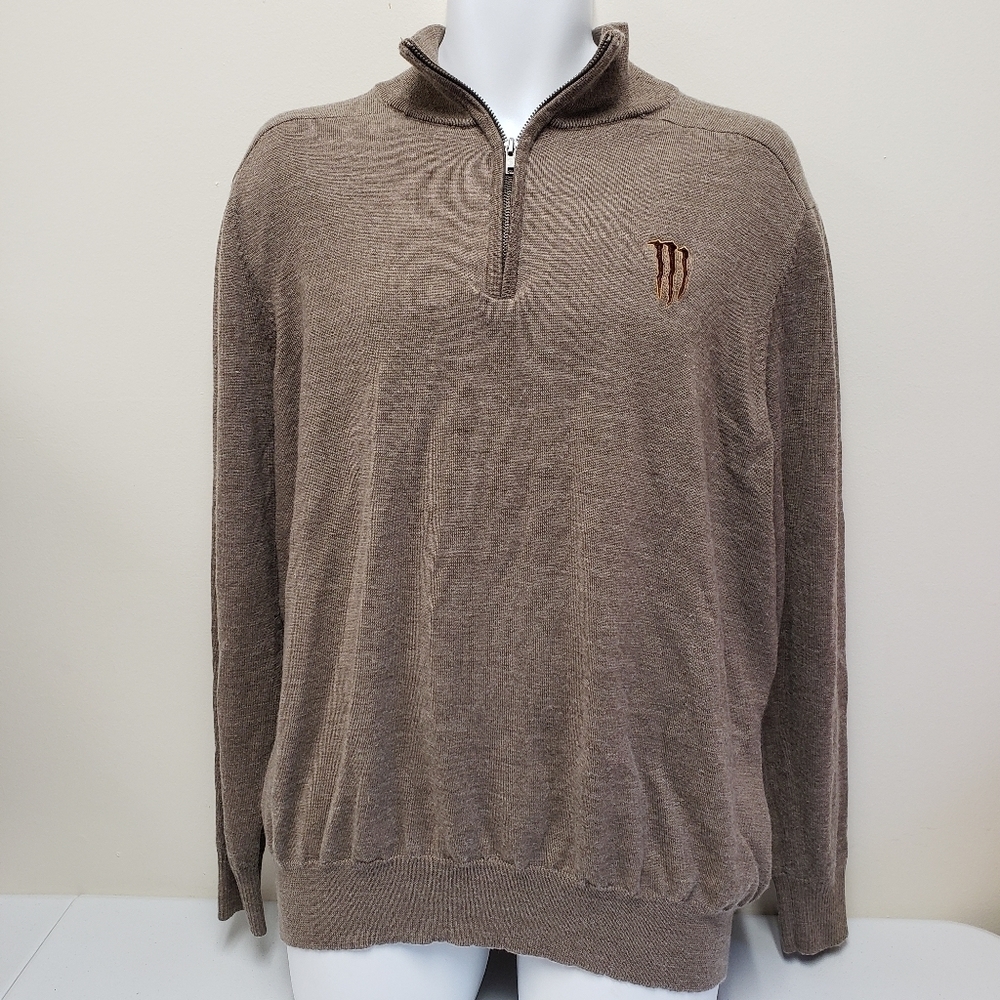 Monster Energy Java Mens Sweater Quarter Zip Wool Acrylic Blend Size XL
